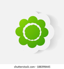 Realistic paper sticker: flowers. Isolated illustration icon