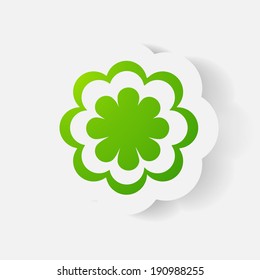 Realistic paper sticker: flowers. Isolated illustration icon