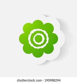 Realistic paper sticker: flowers. Isolated illustration icon