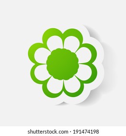 Realistic paper sticker: flowers. Isolated illustration icon