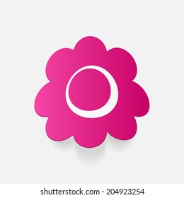 Realistic paper sticker: flowers. Isolated illustration icon