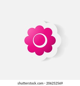 Realistic paper sticker: flowers. Isolated illustration icon
