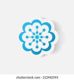 Realistic paper sticker: flowers. Isolated illustration icon