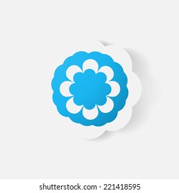 Realistic paper sticker: flowers. Isolated illustration icon