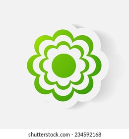 Realistic paper sticker: flowers. Isolated illustration icon
