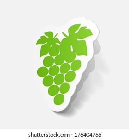 realistic paper sticker: grapes. Isolated illustration icon