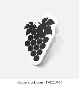realistic paper sticker: grapes. Isolated illustration icon