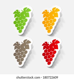 realistic paper sticker: grapes. Isolated illustration icon