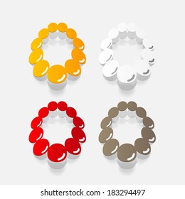 Realistic paper sticker: necklace. Isolated illustration icon