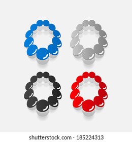 Realistic paper sticker: necklace. Isolated illustration icon