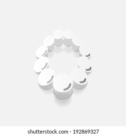 Realistic paper sticker: necklace. Isolated illustration icon