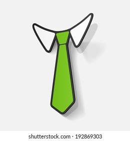 Realistic paper sticker: necktie. Isolated illustration icon