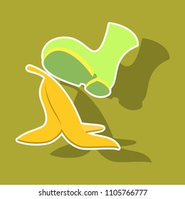 realistic paper sticker on theme humor banana peel