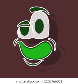 realistic paper sticker on theme Cartoon face funny emotion