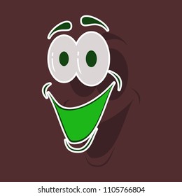 realistic paper sticker on theme Cartoon face funny emotion