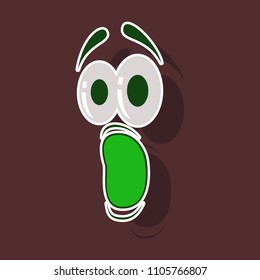 realistic paper sticker on theme Cartoon face funny emotion