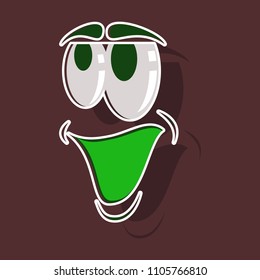 realistic paper sticker on theme Cartoon face funny emotion