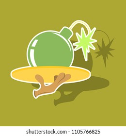 realistic paper sticker on theme humor bomb