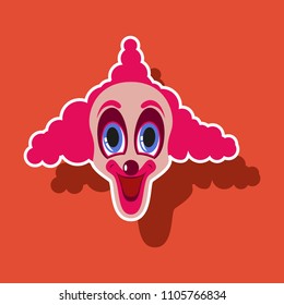 realistic paper sticker on theme humor cheerful clown