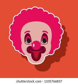 realistic paper sticker on theme humor cheerful clown