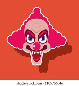 realistic paper sticker on theme humor clown vampire