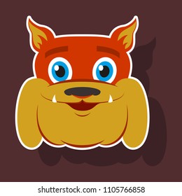 realistic paper sticker on theme funny animal bulldog