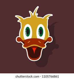 realistic paper sticker on theme funny animal duck