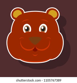 realistic paper sticker on theme funny animal bear