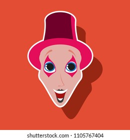 realistic paper sticker on theme humor clown mime