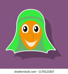 realistic paper sticker on theme Arabic business arabic man smiling