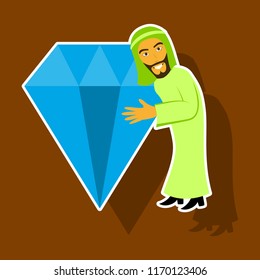 realistic paper sticker on theme Arabic business arabic man with a diamond