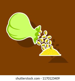 realistic paper sticker on theme Arabic business bag of coins