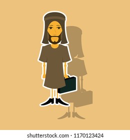 realistic paper sticker on theme Arabic business Muslim businessman