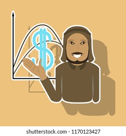 realistic paper sticker on theme Arabic business Muslim businessman