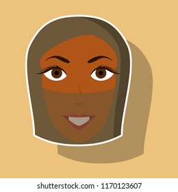realistic paper sticker on theme Arabic business portrait of a Muslim woman