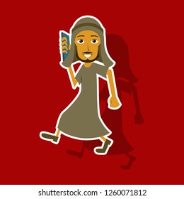 realistic paper sticker on theme Arabic business Muslim businessman
