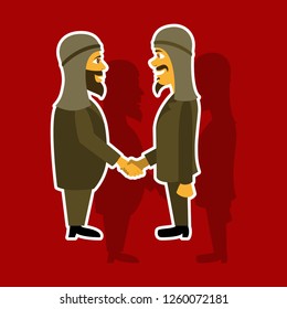 realistic paper sticker on theme Arabic business Muslim businessmen