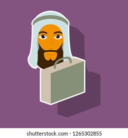 realistic paper sticker on theme Arabic business businessman