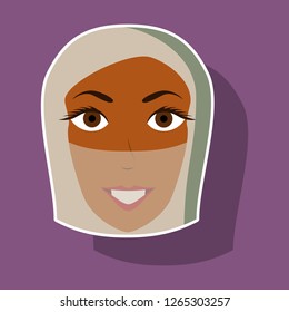 realistic paper sticker on theme Arabic business portrait of a Muslim woman