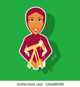 realistic paper sticker on theme Arabic business Muslim Businesswoman