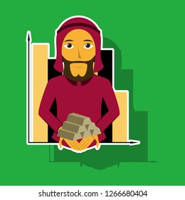 realistic paper sticker on theme Arabic business arabic businessman with gold