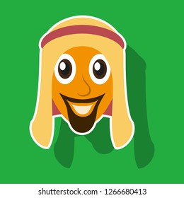 realistic paper sticker on theme Arabic business arabic man smiling