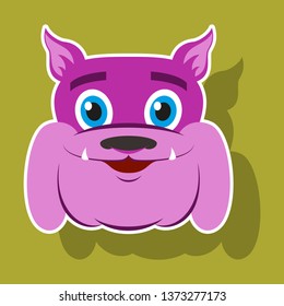 realistic paper sticker on theme funny animal bulldog