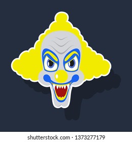 realistic paper sticker on theme humor clown vampire