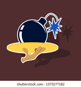 realistic paper sticker on theme humor bomb