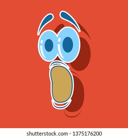 realistic paper sticker on theme Cartoon face funny emotion