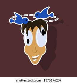 realistic paper sticker on theme humor dizzy man