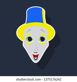 realistic paper sticker on theme humor clown mime