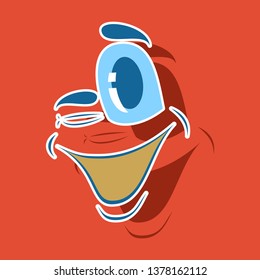 realistic paper sticker on theme Cartoon face funny emotion
