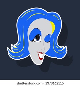 realistic paper sticker on theme humor clown woman